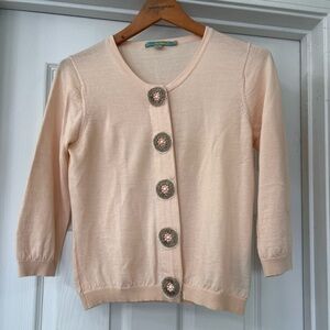 Boden  Peach Wool Button-Front Cardigan Sweater Sz 8